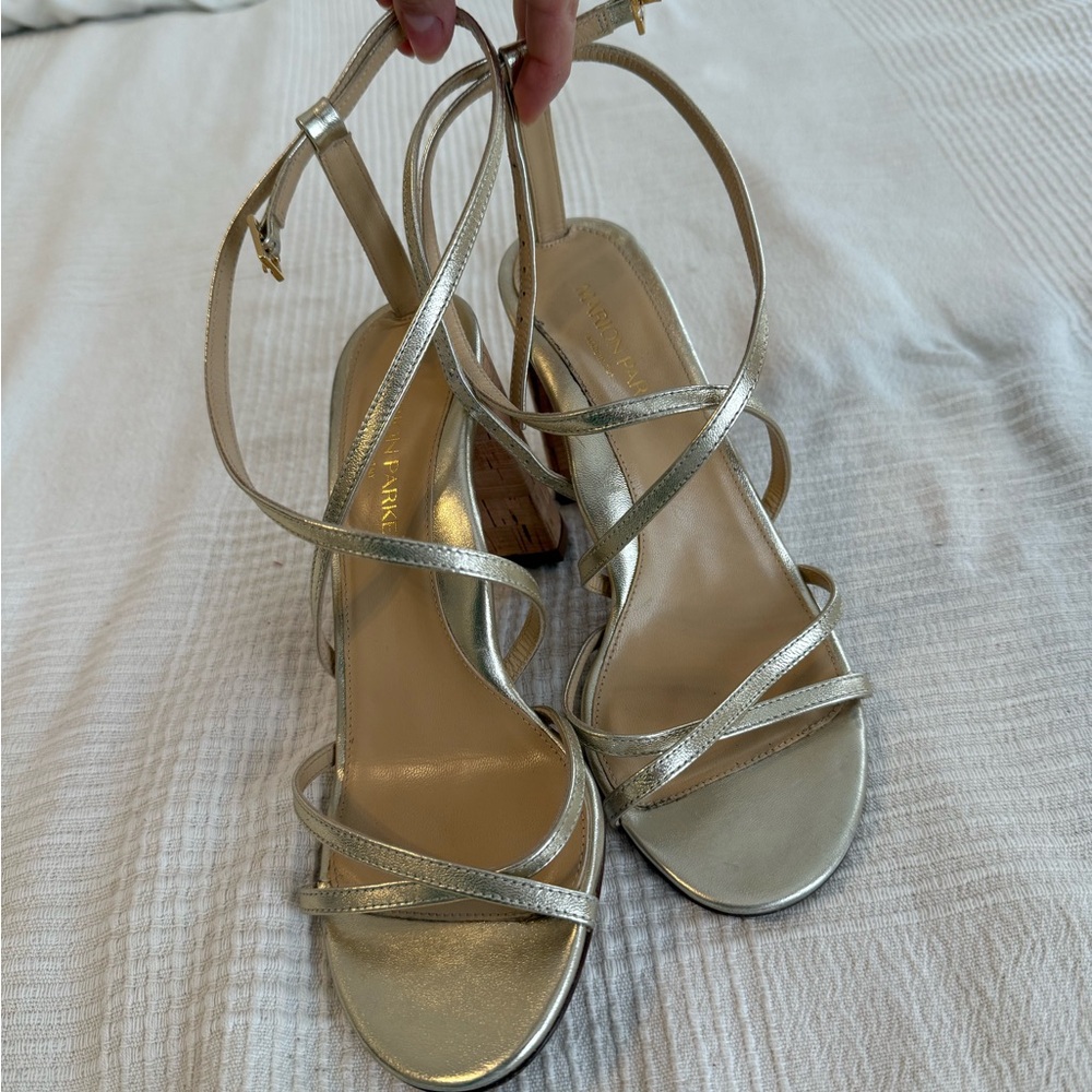 Strappy Metallic Gold Women's Heeled Sandals